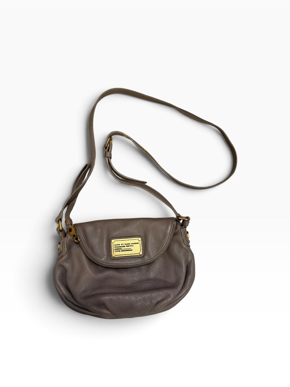Marc by Marc Jacobs Classic Q Mini Natasha Taupe Gray Leather Crossbody Bag